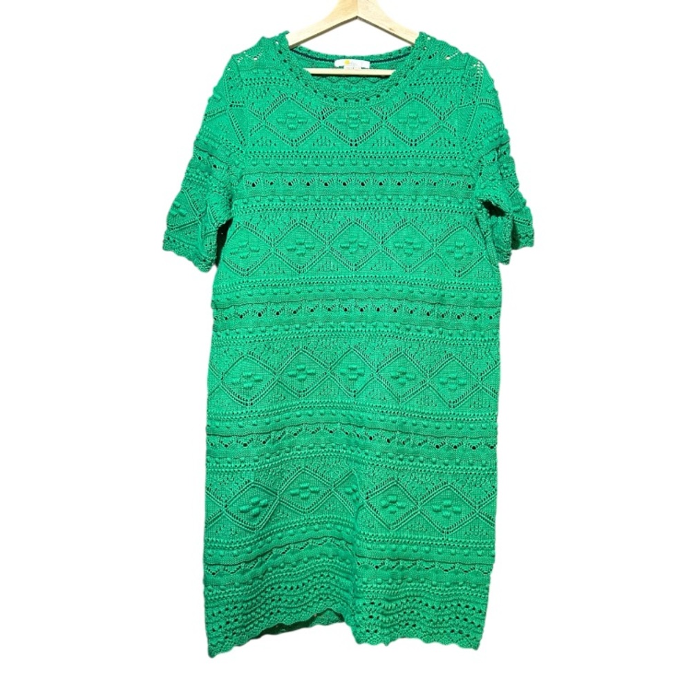Boden Green Crochet-Style Dress